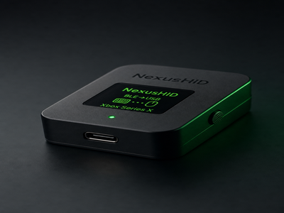 NexusHID adapter with LCD display showing connection status