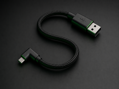 USB-C to USB-A cable with right-angle connector